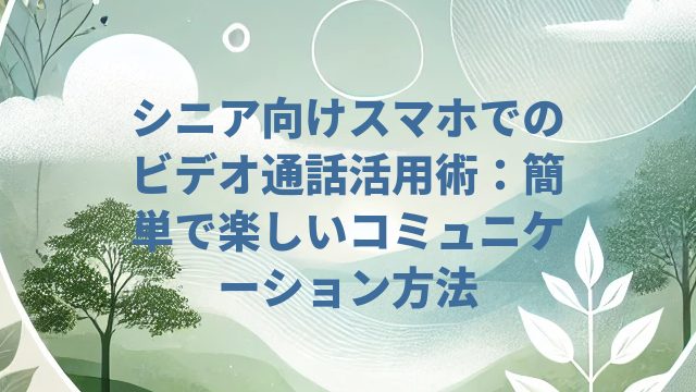 シニア向けスマホでのビデオ通話活用術：簡単で楽しいコミュニケーション方法